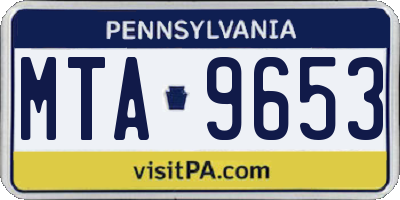 PA license plate MTA9653