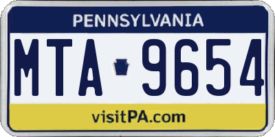 PA license plate MTA9654
