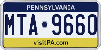 PA license plate MTA9660