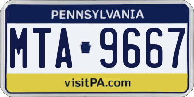 PA license plate MTA9667
