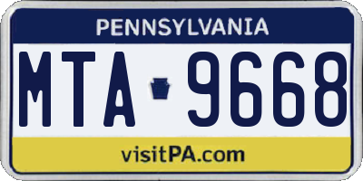 PA license plate MTA9668