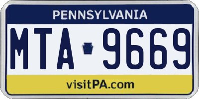PA license plate MTA9669