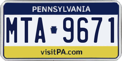 PA license plate MTA9671