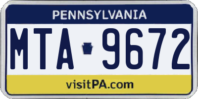 PA license plate MTA9672