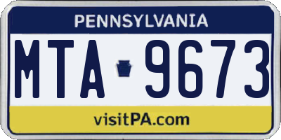 PA license plate MTA9673