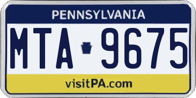 PA license plate MTA9675
