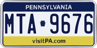 PA license plate MTA9676