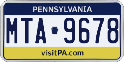 PA license plate MTA9678