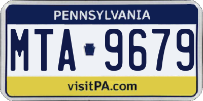 PA license plate MTA9679