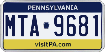 PA license plate MTA9681