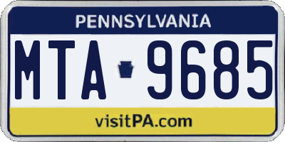 PA license plate MTA9685