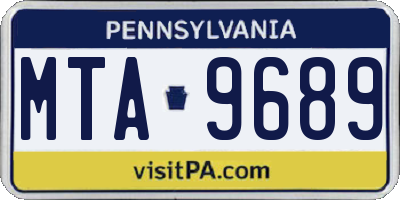 PA license plate MTA9689