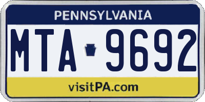 PA license plate MTA9692