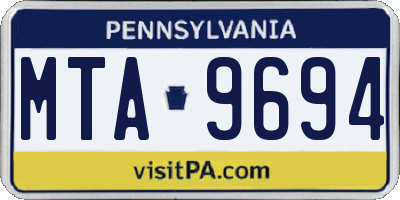 PA license plate MTA9694