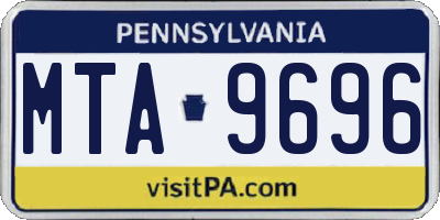 PA license plate MTA9696