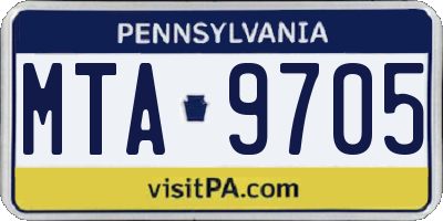 PA license plate MTA9705