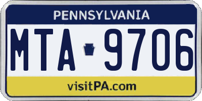 PA license plate MTA9706