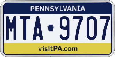 PA license plate MTA9707