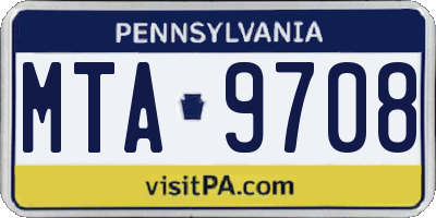 PA license plate MTA9708