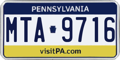 PA license plate MTA9716
