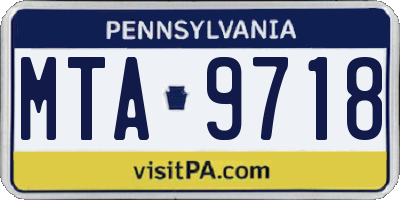PA license plate MTA9718