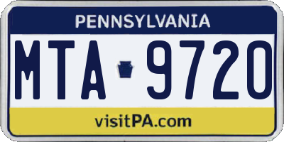 PA license plate MTA9720