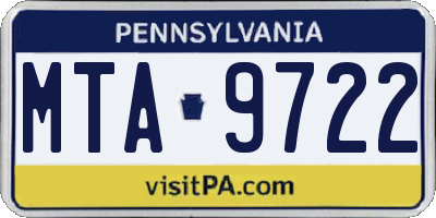 PA license plate MTA9722