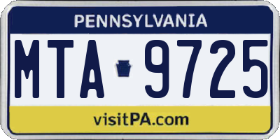 PA license plate MTA9725