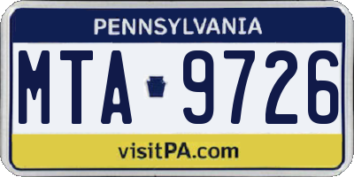 PA license plate MTA9726