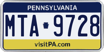 PA license plate MTA9728