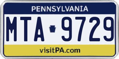 PA license plate MTA9729