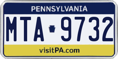 PA license plate MTA9732