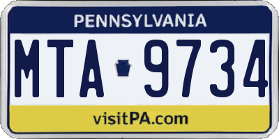 PA license plate MTA9734