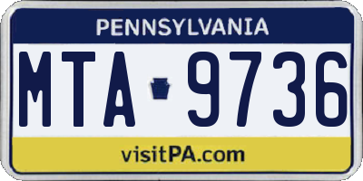 PA license plate MTA9736