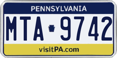 PA license plate MTA9742