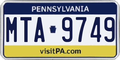 PA license plate MTA9749