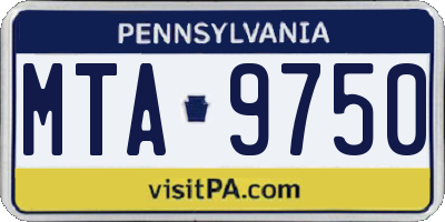 PA license plate MTA9750