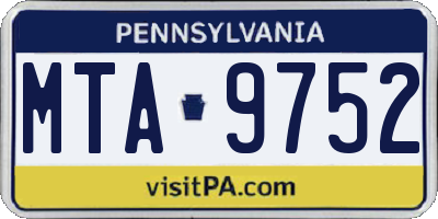 PA license plate MTA9752