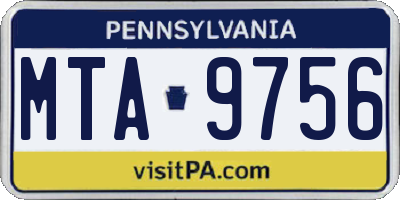 PA license plate MTA9756
