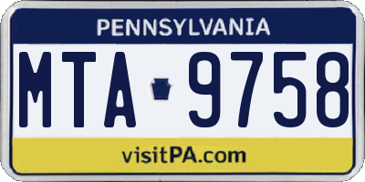 PA license plate MTA9758