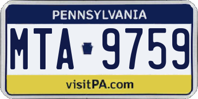 PA license plate MTA9759