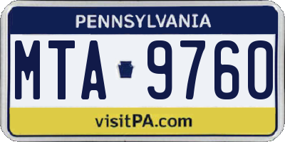 PA license plate MTA9760