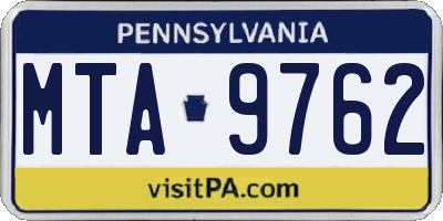 PA license plate MTA9762