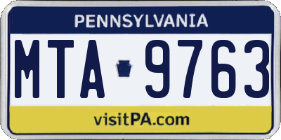 PA license plate MTA9763
