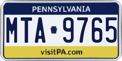 PA license plate MTA9765