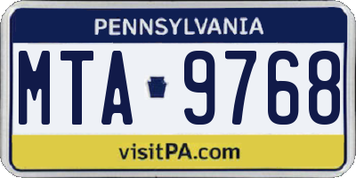 PA license plate MTA9768