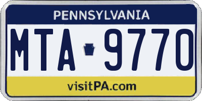 PA license plate MTA9770