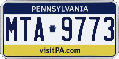PA license plate MTA9773