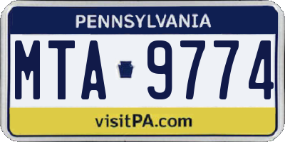 PA license plate MTA9774