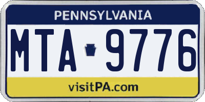 PA license plate MTA9776